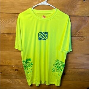 A S Coolwear Moisture Wicking Men's Tshirt XL Neon Yellow Graphic Summer Beach‎